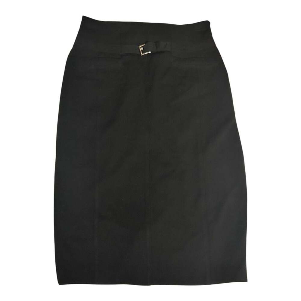💟Worthington Black High Waisted Pencil Skirt with Black Buckle Detail Size 8